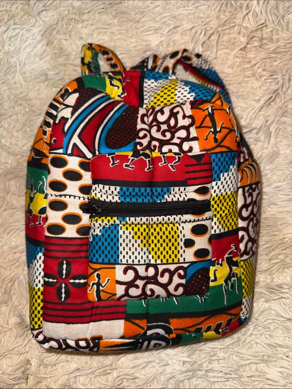 Kids Ankara African Print Patchwork Canvas Backpack